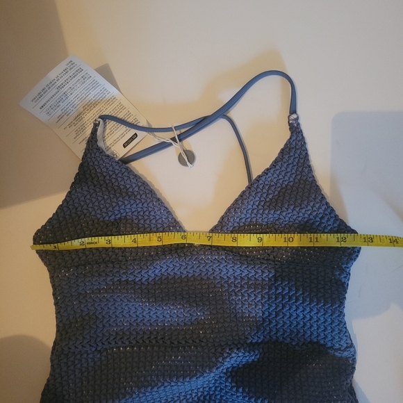 Onia Zinc Blue Textured Crochet One Piece Swimsuit NWT - Picture 11 of 13
